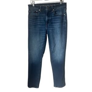 Men's AE Dark Wash Athletic Straight Jeans - 31x32